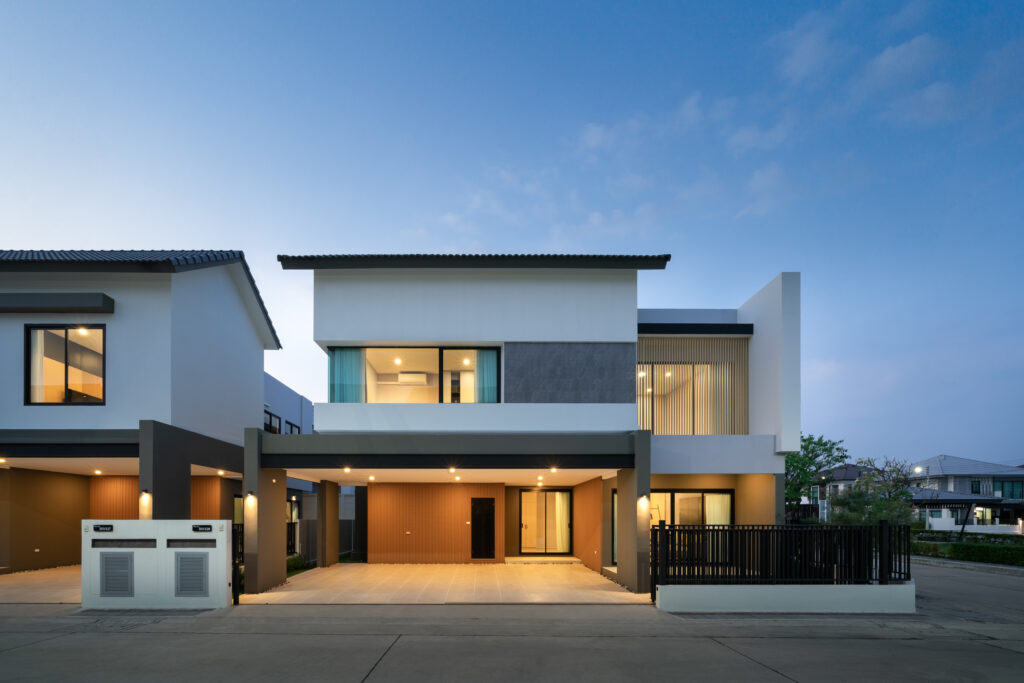 The Home facade design type XL dusk time