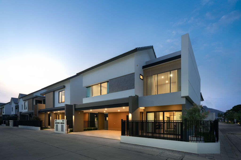 The Home facade design type XL dusk time