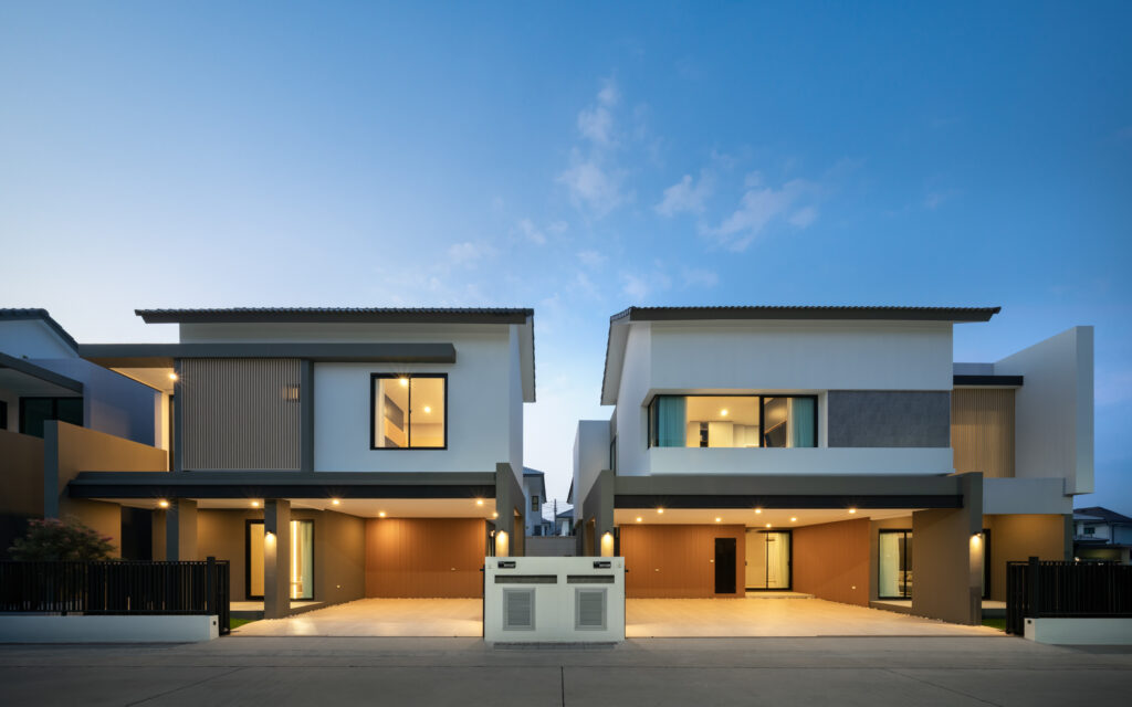 The Home facade design type L-XL dusk time