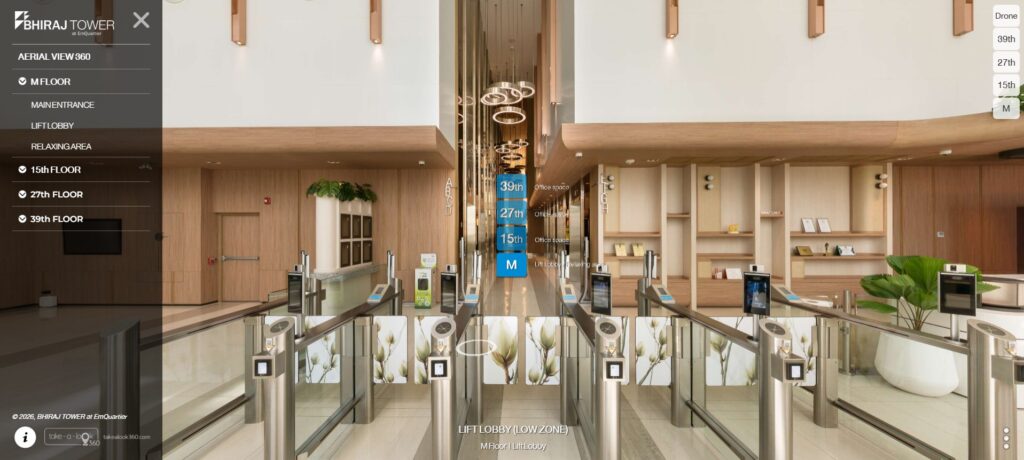 User Interface for VR 360 Bhiraj Tower at EmQuartier